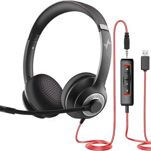 USB Headset with Mic for PC & Laptop Noise Cancelling Wired Headphones - Picture 2 of 2
